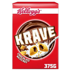 Продуктови Категории Шоколади Kellogg's Krave зърнена закуска с вкус на лешник 375 гр.